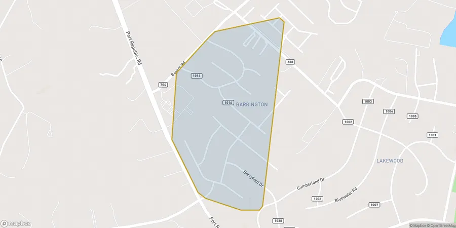 Map of Barrington neighborhood in Harrisonburg VA