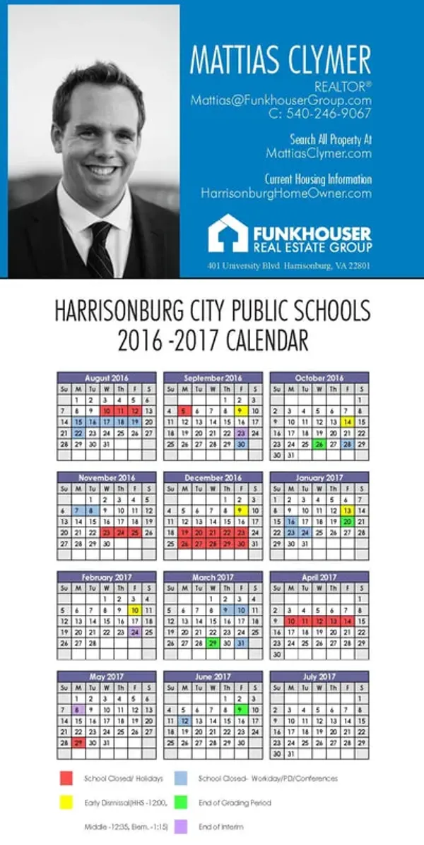 Get Your Free School Calendar Magnet for Harrisonburg and Rockingham!